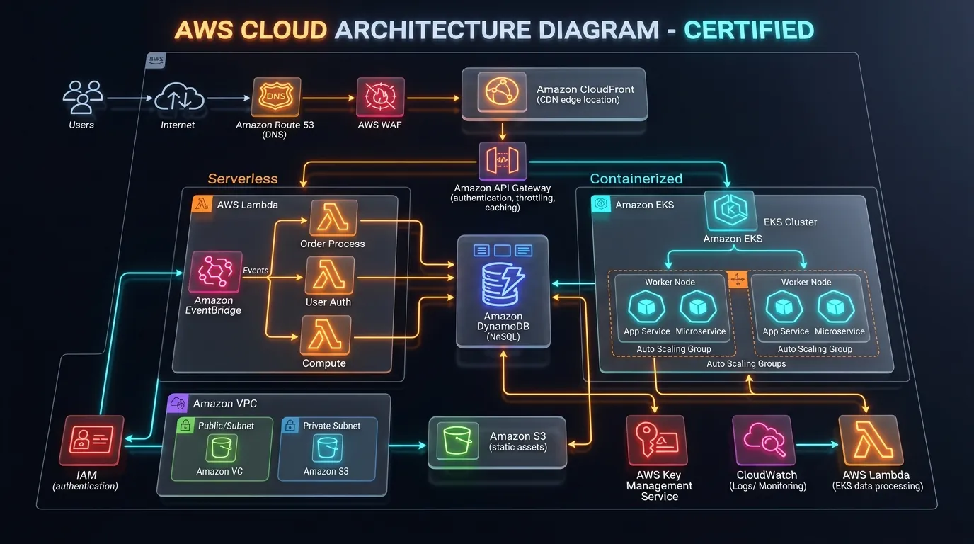 Certified AWS Serverless Architecture & Containerized Microservices Diagram