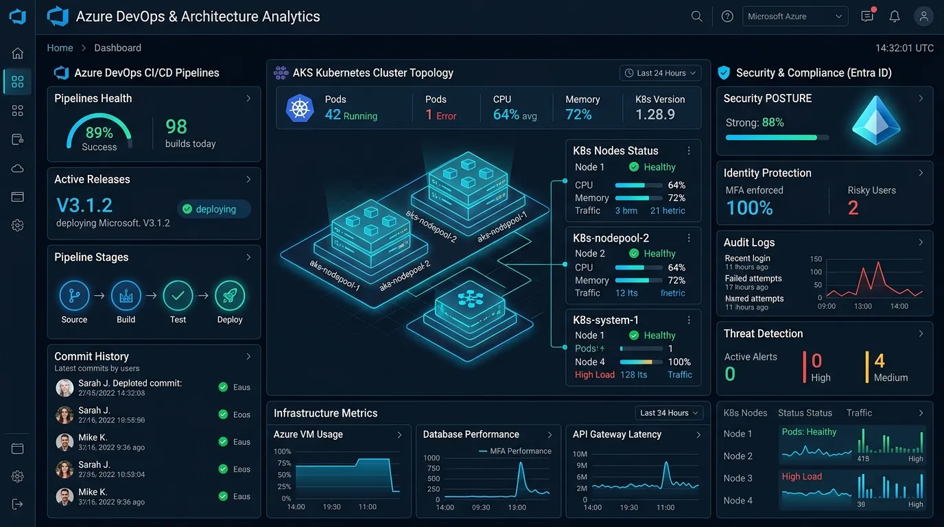 Microsoft Azure Architecture & DevOps CI/CD Analytics Dashboard