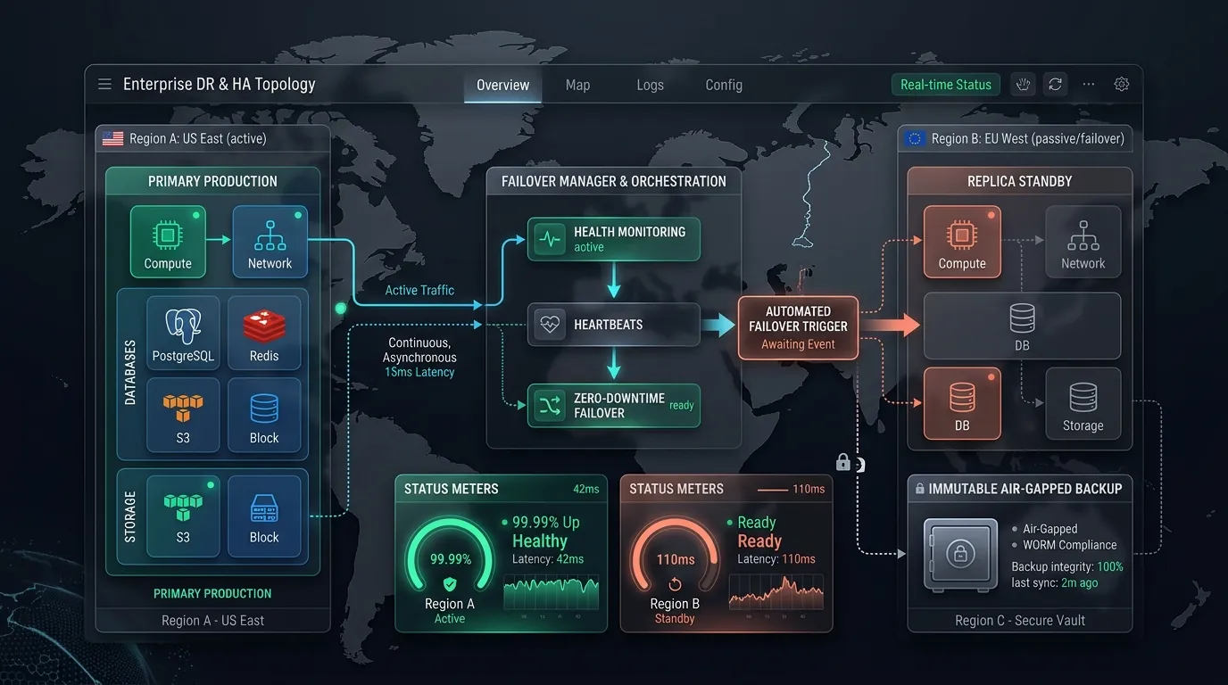 Enterprise Disaster Recovery & High Availability Multi-Region Replication Topology